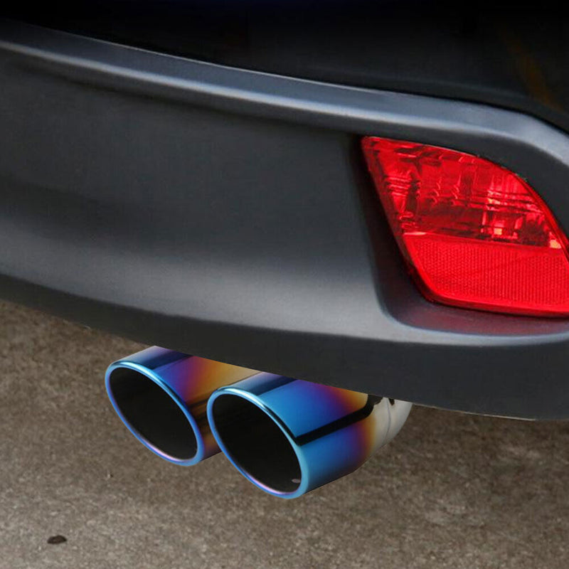 Stainless Steel Car Bent Dual Exhaust Tip 3 inch ID Inlet Rolled Edge Slant C