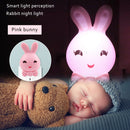 LED Night Light Cute Rabbit Intelligent Bedside Lamp Bedroom Decor (Pink)