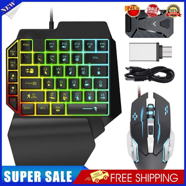Wired Mechanical Backlit Keyboard RGB Mouse Converter Combo Set for PS4/PS5