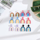 Gradient Rainbow Colors Dangle Drop Earrings Clay Earrings Arched Candy Color