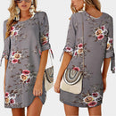 Floral Print Dresses Loose Women Summer Half Sleeve Clothing Plus Size Dress