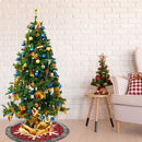 Christmas Tree Skirt Plaid Snowflake Pattern Xmas Tree Apron Round Door Carpet