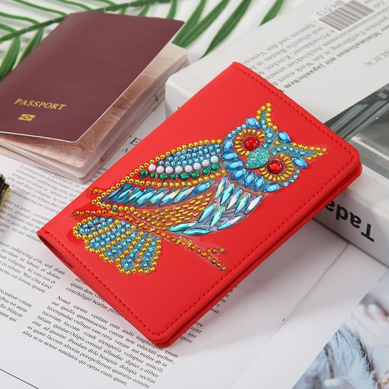 DIY Owl Special Shaped Diamond Painting Leather Travel Passport Protective Cover