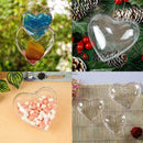 5PS Clear Plastic Craft Ball Hearts Shape Baubles For Christmas P6R7