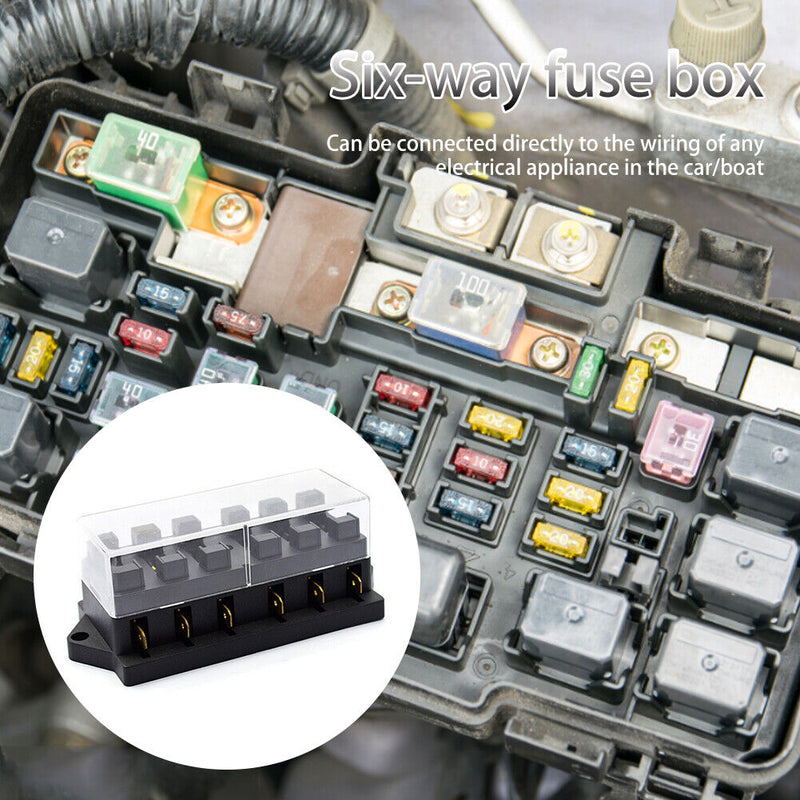 YJ-FB017 Automotive Circuit Blade Fuse Box 6 Ways Car Boat RV Block Holder