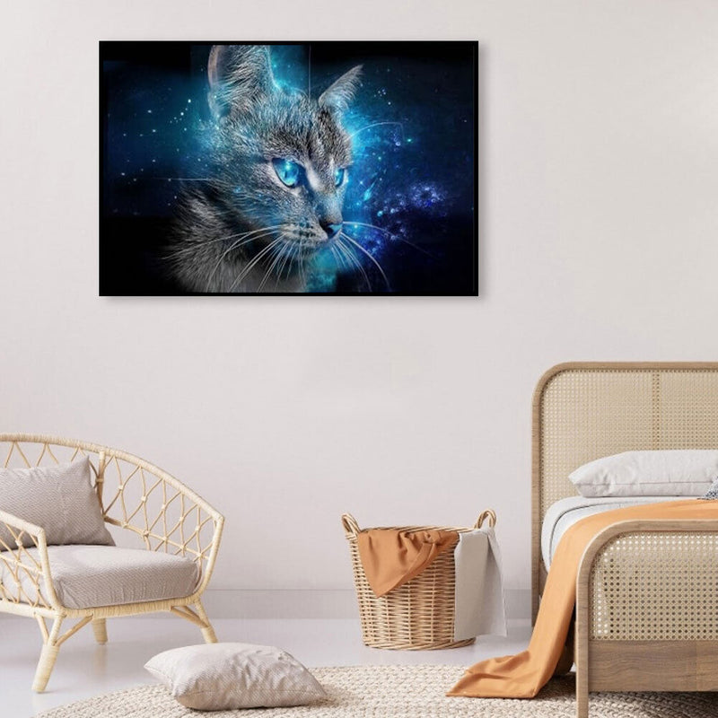 11CT Full Cross Stitch Blue-eye Cat DIY Printed Wall Art Crafts Home Decorations