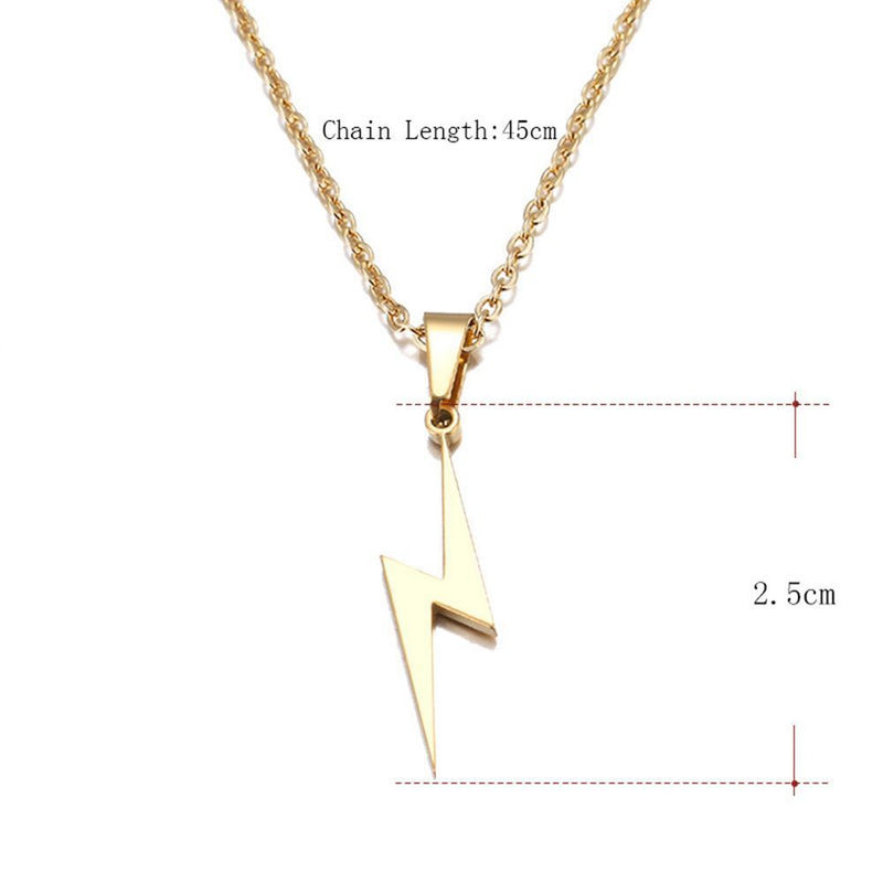 Women Jewelry Men Lightning Pendant Stainless Steel Necklace Choker Long Chain