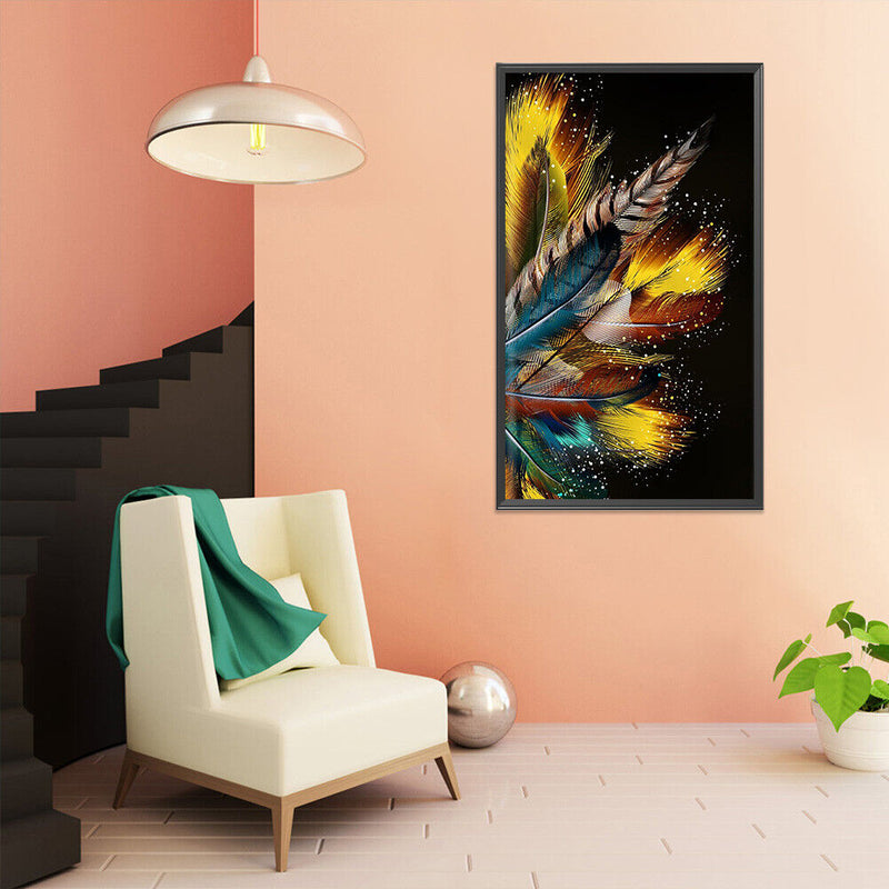 5D Diamond Painting Kit Feather Full Round Drill DIY Mosaic Picture Home De