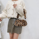 Portable Plush Shoulder Handbag Women Animal Print Underarm Bag Purse (6)