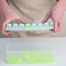 Silicone Ice Cube Tray Molds w/Storage Box for Refrigerator Whisky (D Blue)