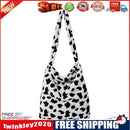 Women Plush Animal Print Handbag Winter Warm Large Top-handle Bag (Cow)