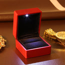 LED Lighted Earring Ring Gift Box Wedding Engagement Jewelry Case (Red)