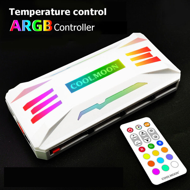 COOLMOON 4Pin PWM 5V 3Pin ARGB Cooling Fan RGB Intelligent Remote Controller
