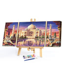 3 Panels Taj Mahal Oil Paint By Numbers Kits DIY Canvas Wall Art Picture Craft