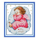 14CT 2 Strands 22x28cm DIY Sleeping Angel Baby Full Cross Stitch Kit (Girl)