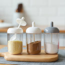 Plastic Seasoning Jar Can Kitchen Spice Salt Pepper Condiment Bottle with Spoon