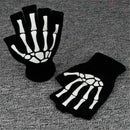 Gothic Knitted Black with White Skeleton Bones Fingerless Punk~ Gloves Sale T7T0