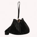 Fashion Pleated Crossbody Handbags PU Leather Women Solid Bucket Coin Purses