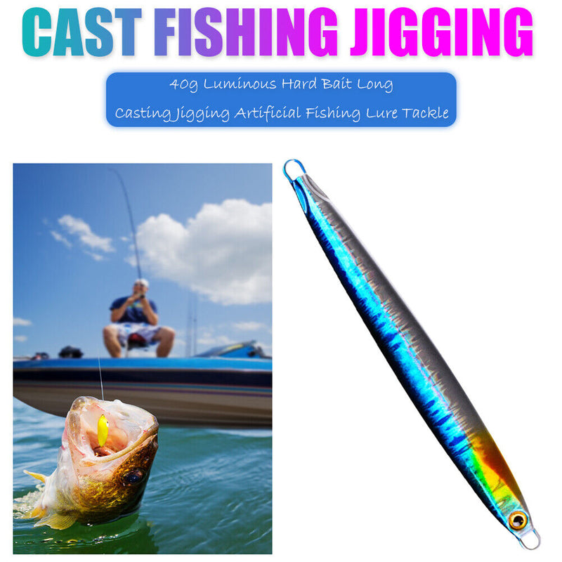 40g Hard Metal Lead Casting Jig Fishing Lure Jigging Luminous Artificial Baits