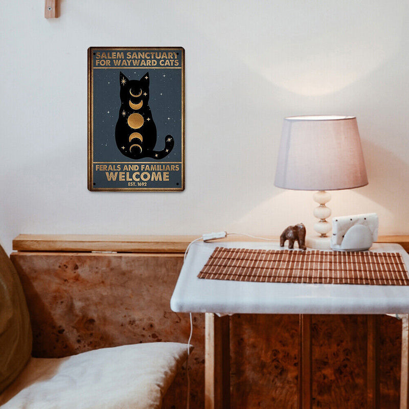 Lunar Eclipse Cat Retro Metal Plate Tin Sign Plate for Bar Pub Club Cafe Crafts