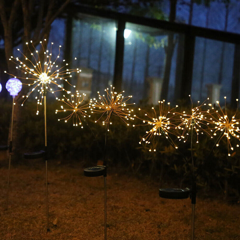 LED Solar Firework Lamp Outdoor Garden Lawn Stake String Light (Warm White)
