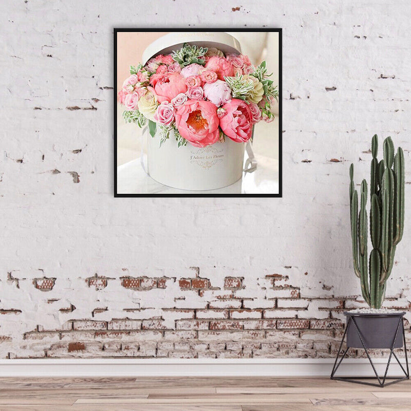 Rhinestone Diamond Painting 5D DIY Pink Flowers Full Round Drill Picture