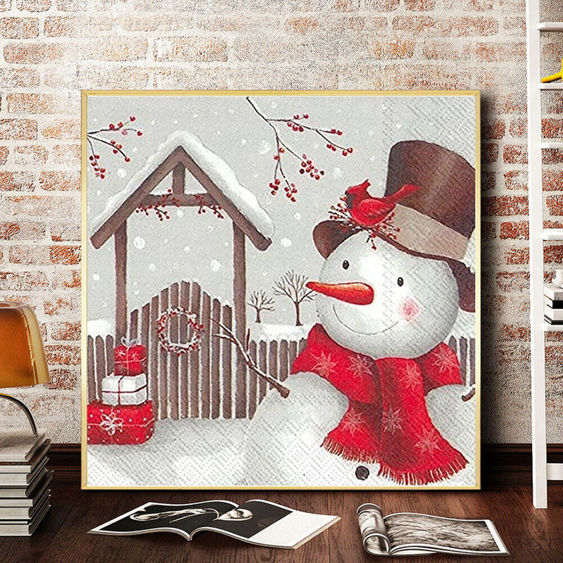 Oil Paint By Numbers Snowman Frameless Picture Craft Kit for Home Living Room