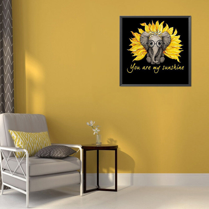 5D Rhinestone DIY Sunflower Elephant Full Round Drill Diamond Painting Craft Kit