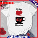 Love Print Coffee is My Valentines Day Women Fashion Round Neck Tees T-Shirt