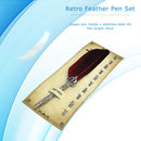 Calligraphy Feather Dip Pen with 5 Nib Writing Ink Quill Fountain Pen (Red)