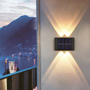 2x Solar Wall Lamp Outdoor Balcony Fence Path Garden Decor (Warm 4LED) Newly