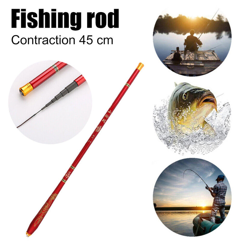 Telescopic Spinning Fishing Rod Carbon Ultra Hard Stream Hand Pole (1.8m)