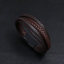 Multi-Layer PU Leather Charm Braided Bracelet Women Men Circle Bangles Jewelr