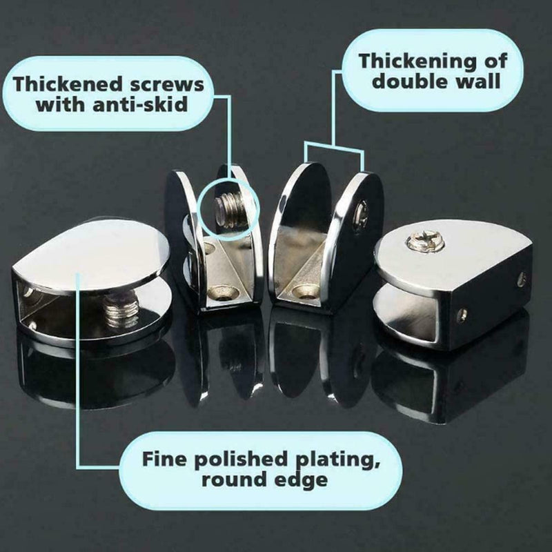 Glass Shelf Bracket Clamp Shelving Balustrade Brackets Alloy Holder Support D4G1