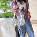 Pleated Women Handbags PU Leather Female Elegant Small Clutch Shoulder Totes Bag