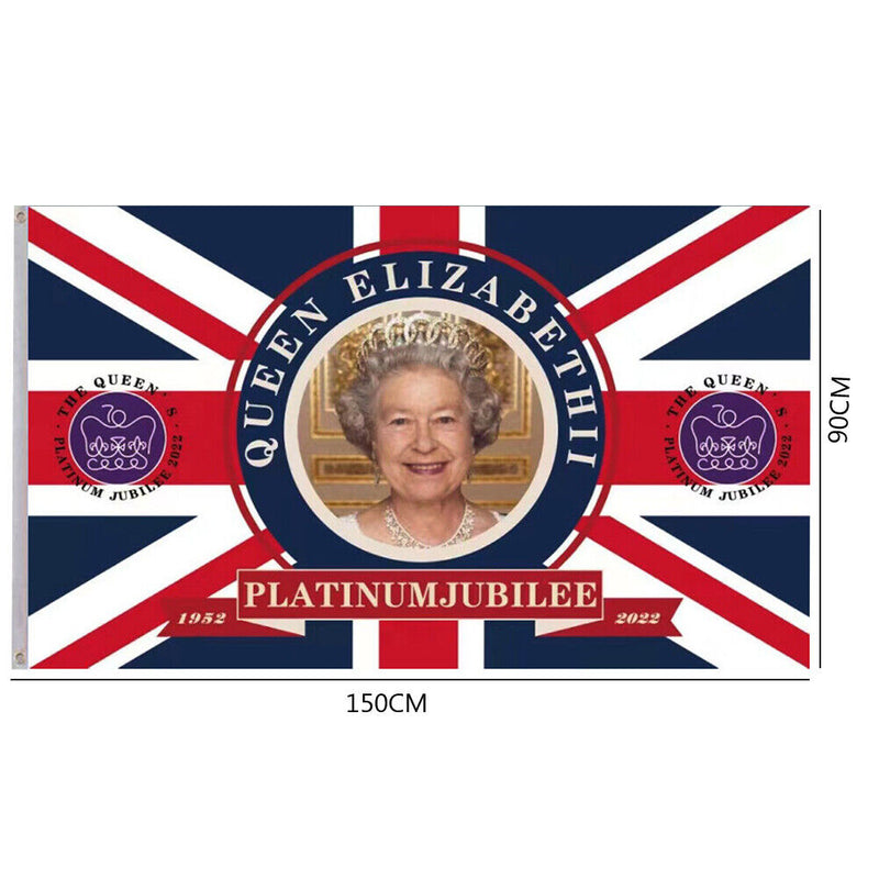 Elizabeth II Banner with Brass Grommets Street Patriotism Souvenir Printed Decor