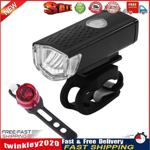 USB Rechargeable Bike Front Rear Lights Set Waterproof Night Ridding Lamp Newly
