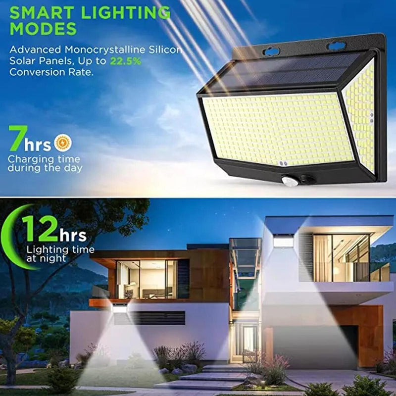 468LED Solar Power Light PIR Motion Sensor Lamp Outdoor Wall Garden Lamp FAST~