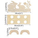Rooster Rabbit Pattern Easter Egg Holder Shelves Wooden Happy Easter Stand Rack