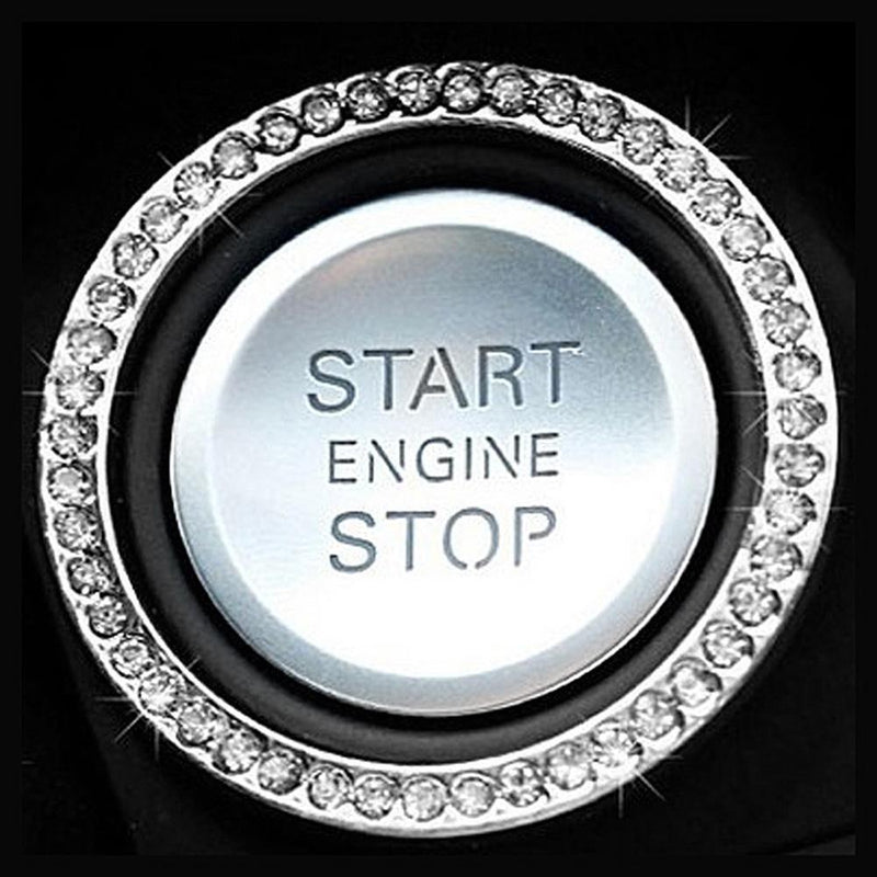 40mm/1.57in OD Car Auto Start Switch Button Decorative Diamond Ring(White) Newly