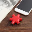 3.5mm Jack 6 Way Multi Port Hub Aux Headphone Audio Cable Adapter (Red)