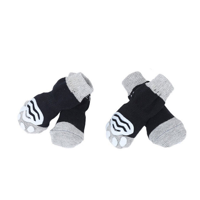 4pcs Pet Cotton Socks Set Non-slip Cats Foot Cover Prevent Scratch (S)