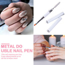Double-Ended Nail Pen Poly Nail Gel Brush Picker Stainless Steel (White) Newly