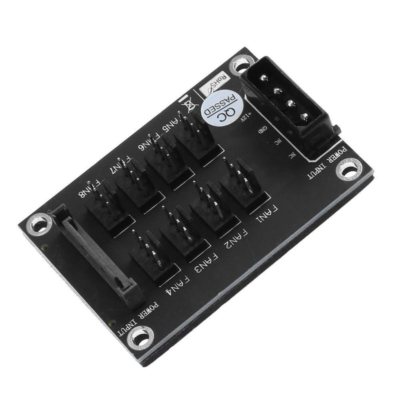 4-Pin or SATA 15-Pin to 8 Way 4-Pin PC Chassis Cooling Fan Splitter Hub
