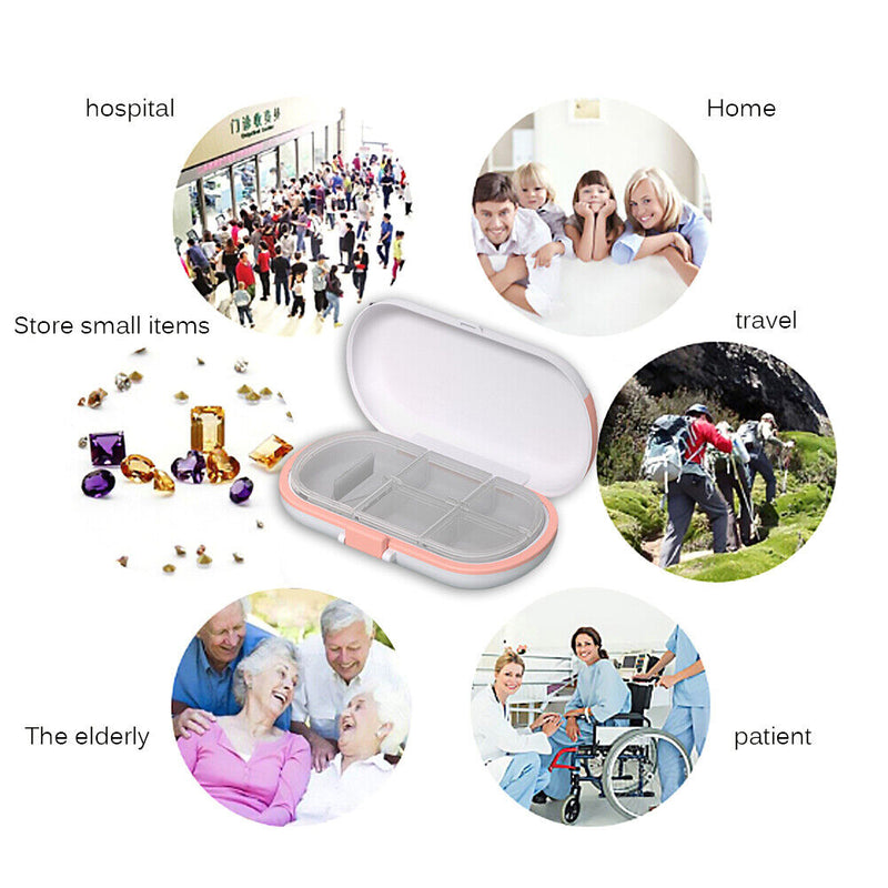 Portable 4/6 Grids Pill Box Drug Tablet Medicine Storage Splitter Organizer