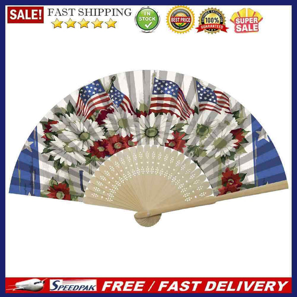 Independence Day Flowers Flag Oil Paint Folding Fan By Numbers DIY Craft De