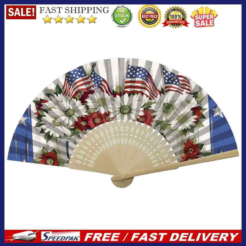 Independence Day Flowers Flag Oil Paint Folding Fan By Numbers DIY Craft De