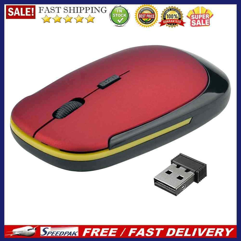 Ultra-Thin 4 Keys 2.4G Wireless Optical Mouse 3 Gears 1600DPI Laptop PC Mice