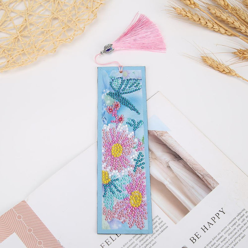 DIY Flower Special Shaped Diamond Painting Leather Tassel Bookmark Crafts Newly