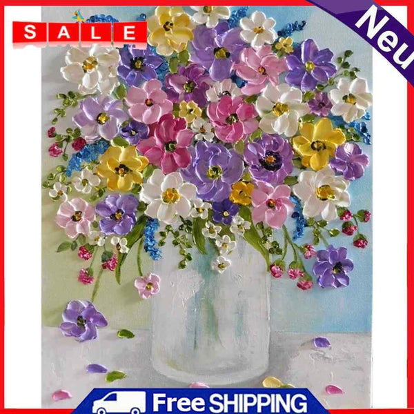 Colorful Flowers Canvas Paint By Numbers Oil Hand Painted Drawing Kit Home Decor